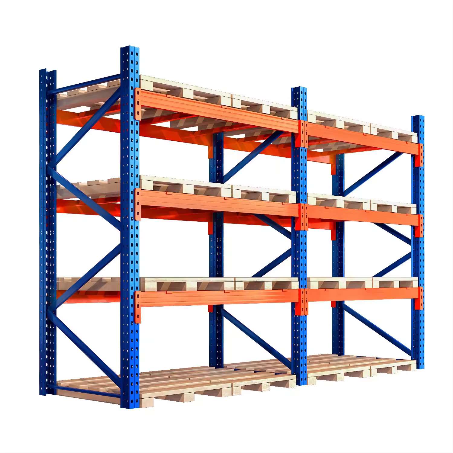Rayonnage lourd en Algérie — vue 1 : palettier industriel modulaire. Fabriqué et installé par Rayonex à Alger.